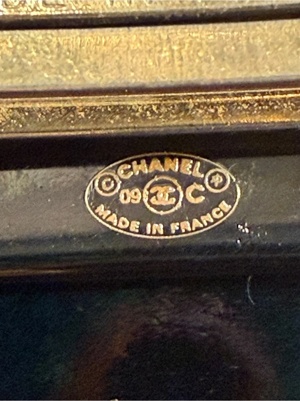 CHANEL Black Crystal CC Logo Barrette